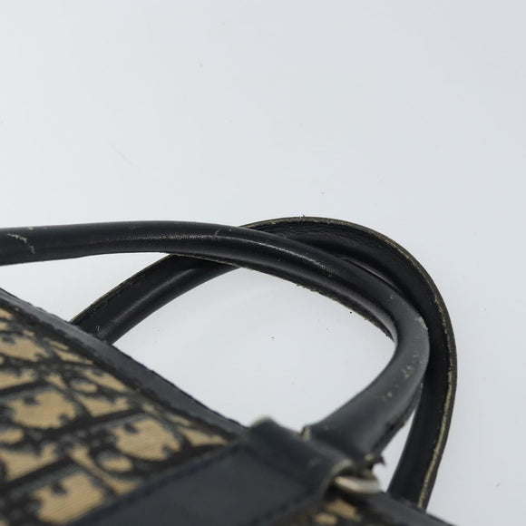 Christian Dior Trotter Canvas Boston Bag Navy Silver Auth 158691