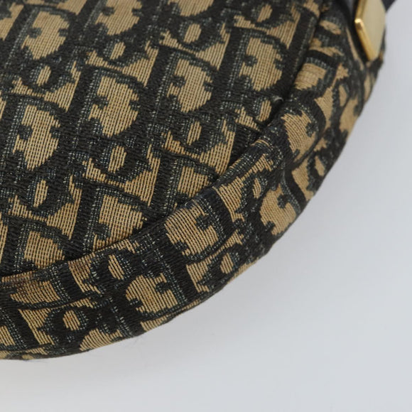 Christian Dior Trotter Canvas Shoulder Bag Navy Gold Auth 158694