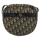 Christian Dior Trotter Canvas Shoulder Bag Navy Gold Auth 158694-2