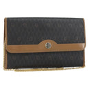 Christian Dior Honeycomb Canvas Chain Shoulder Bag PVC Black Gold Auth 158695-1