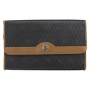 Christian Dior Honeycomb Canvas Chain Shoulder Bag PVC Black Gold Auth 158695-2