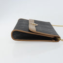 Christian Dior Honeycomb Canvas Chain Shoulder Bag PVC Black Gold Auth 158695-4