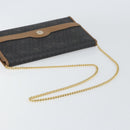 Christian Dior Honeycomb Canvas Chain Shoulder Bag PVC Black Gold Auth 158695-7