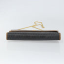 Christian Dior Honeycomb Canvas Chain Shoulder Bag PVC Black Gold Auth 158695-9