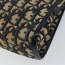 Christian Dior Trotter Canvas Shoulder Bag Navy Gold Auth 158697-12