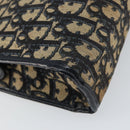 Christian Dior Trotter Canvas Shoulder Bag Navy Gold Auth 158697-13