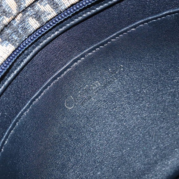 Christian Dior Trotter Canvas Shoulder Bag Navy Gold Auth 158697
