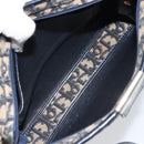 Christian Dior Trotter Canvas Shoulder Bag Navy Gold Auth 158697-17