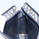 Christian Dior Trotter Canvas Shoulder Bag Navy Gold Auth 158697-19