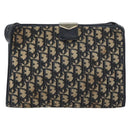 Christian Dior Trotter Canvas Shoulder Bag Navy Gold Auth 158697-2