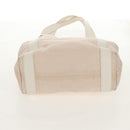 BVLGARI Logo Mania Tote Bag Canvas Leather Beige Silver Auth 158698-5