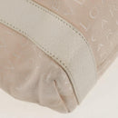 BVLGARI Logo Mania Tote Bag Canvas Leather Beige Silver Auth 158698-9