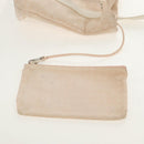BVLGARI Logo Mania Tote Bag Canvas Leather Beige Silver Auth 158698-18