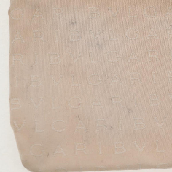 BVLGARI Logo Mania Tote Bag Canvas Leather Beige Silver Auth 158698