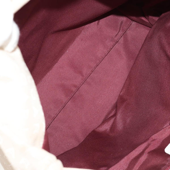 BVLGARI Logo Mania Tote Bag Canvas Leather Beige Silver Auth 158698