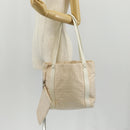 BVLGARI Logo Mania Tote Bag Canvas Leather Beige Silver Auth 158698-28