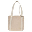 BVLGARI Logo Mania Tote Bag Canvas Leather Beige Silver Auth 158698-2