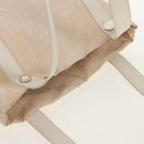 BVLGARI Logo Mania Tote Bag Canvas Leather Beige Silver Auth 158698-6