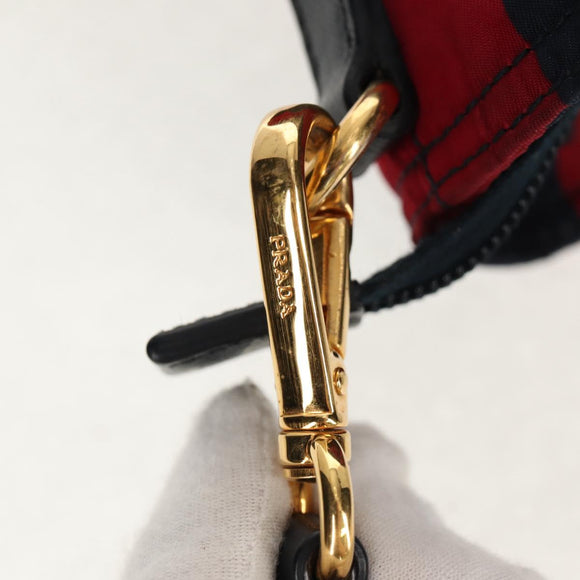 PRADA Tote Bag Nylon 2way Red Navy gold Auth 158700