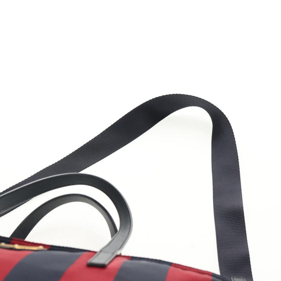 PRADA Tote Bag Nylon 2way Red Navy gold Auth 158700