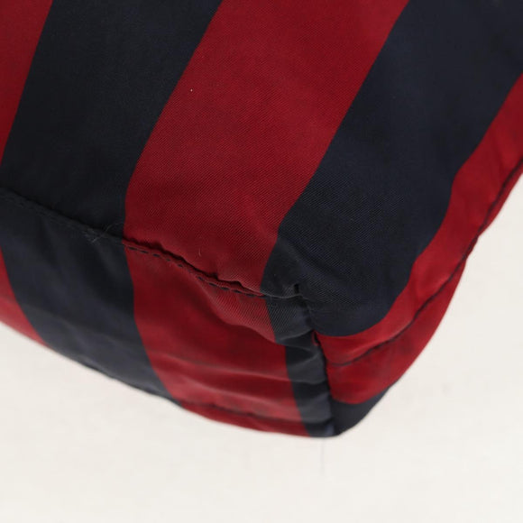 PRADA Tote Bag Nylon 2way Red Navy gold Auth 158700