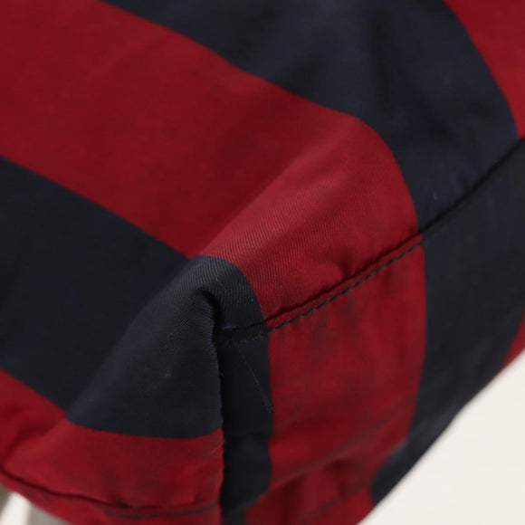 PRADA Tote Bag Nylon 2way Red Navy gold Auth 158700