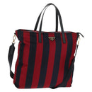 PRADA Tote Bag Nylon 2way Red Navy gold Auth 158700-1