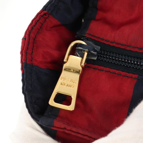 PRADA Tote Bag Nylon 2way Red Navy gold Auth 158700
