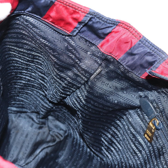 PRADA Tote Bag Nylon 2way Red Navy gold Auth 158700