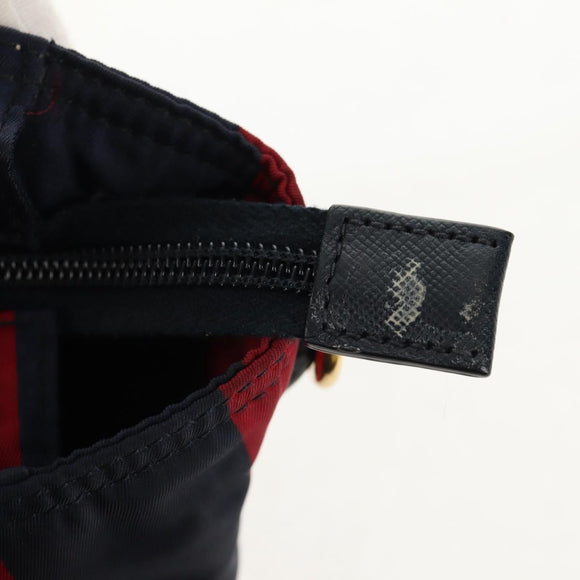 PRADA Tote Bag Nylon 2way Red Navy gold Auth 158700