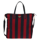 PRADA Tote Bag Nylon 2way Red Navy gold Auth 158700-13