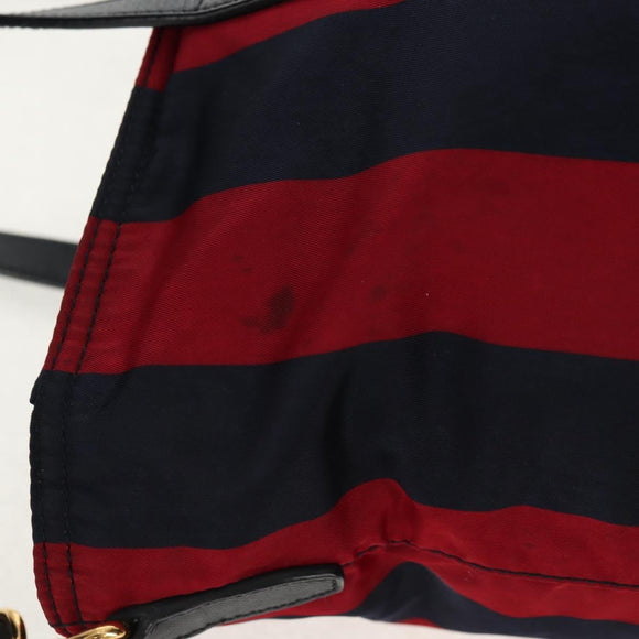 PRADA Tote Bag Nylon 2way Red Navy gold Auth 158700