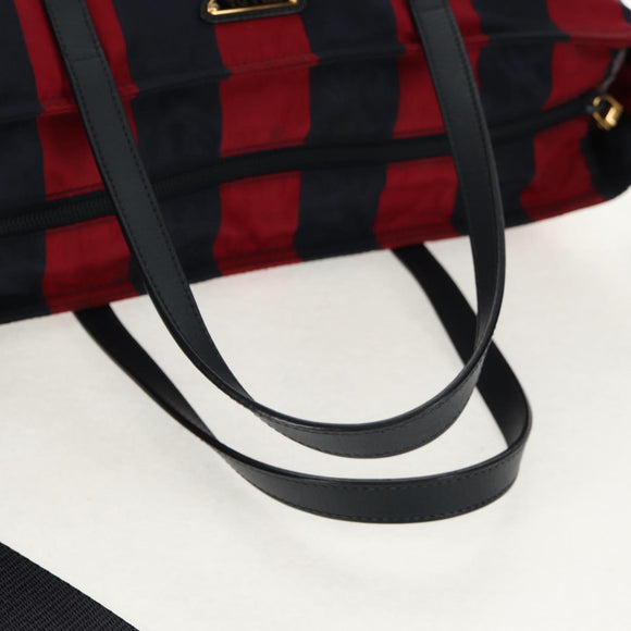 PRADA Tote Bag Nylon 2way Red Navy gold Auth 158700