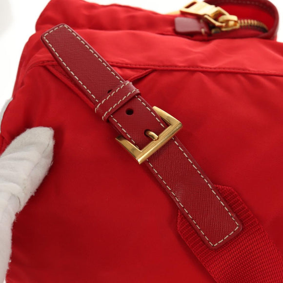 PRADA Backpack Nylon Red Gold Auth 158701V