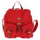 PRADA Backpack Nylon Red Gold Auth 158701V-13