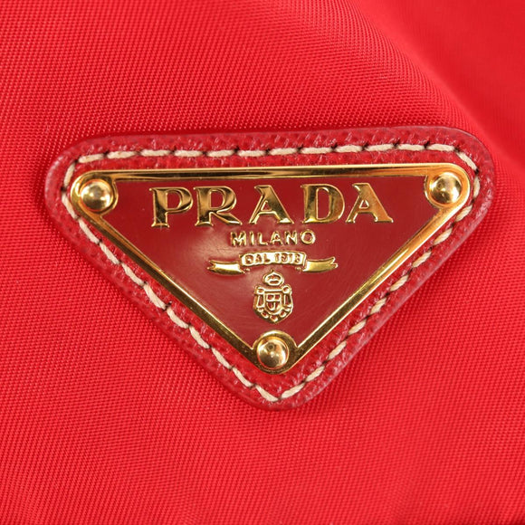 PRADA Backpack Nylon Red Gold Auth 158701V
