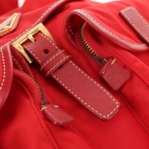 PRADA Backpack Nylon Red Gold Auth 158701V