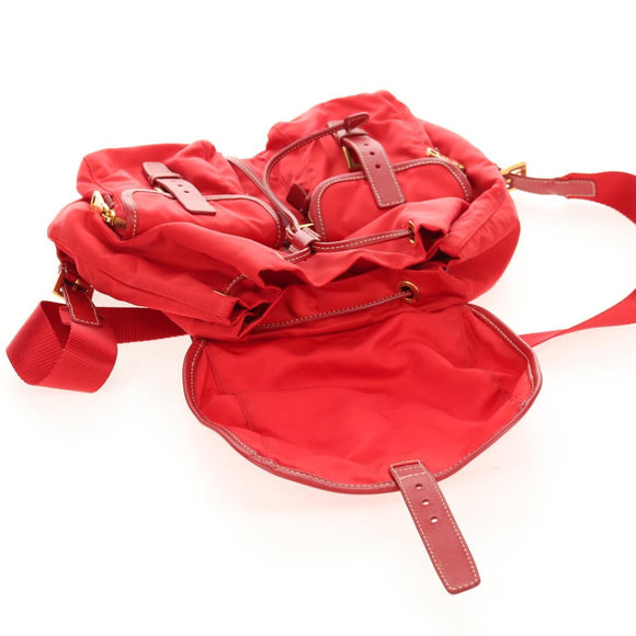 PRADA Backpack Nylon Red Gold Auth 158701V
