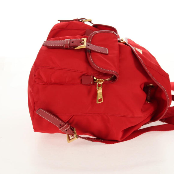 PRADA Backpack Nylon Red Gold Auth 158701V