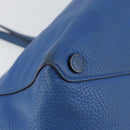PRADA Tote Bag Vitello Dino Leather Blue Gold Auth 158702-11