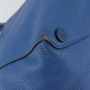 PRADA Tote Bag Vitello Dino Leather Blue Gold Auth 158702-13