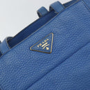 PRADA Tote Bag Vitello Dino Leather Blue Gold Auth 158702-14