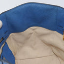 PRADA Tote Bag Vitello Dino Leather Blue Gold Auth 158702-17