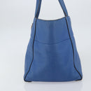 PRADA Tote Bag Vitello Dino Leather Blue Gold Auth 158702-4
