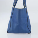 PRADA Tote Bag Vitello Dino Leather Blue Gold Auth 158702-5