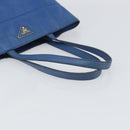 PRADA Tote Bag Vitello Dino Leather Blue Gold Auth 158702-7