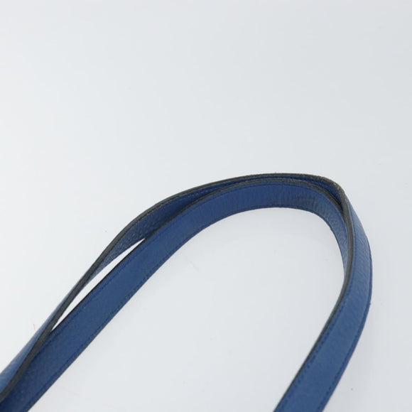 PRADA Tote Bag Vitello Dino Leather Blue Gold Auth 158702