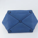 PRADA Tote Bag Vitello Dino Leather Blue Gold Auth 158702-9