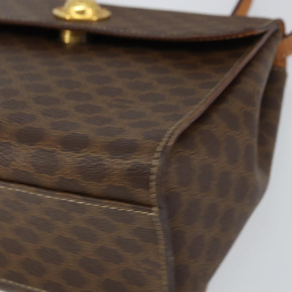 CELINE Macadam Canvas Hand Bag PVC Leather 2way Brown Gold Auth 158705