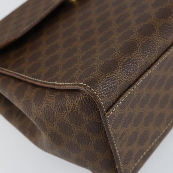 CELINE Macadam Canvas Hand Bag PVC Leather 2way Brown Gold Auth 158705